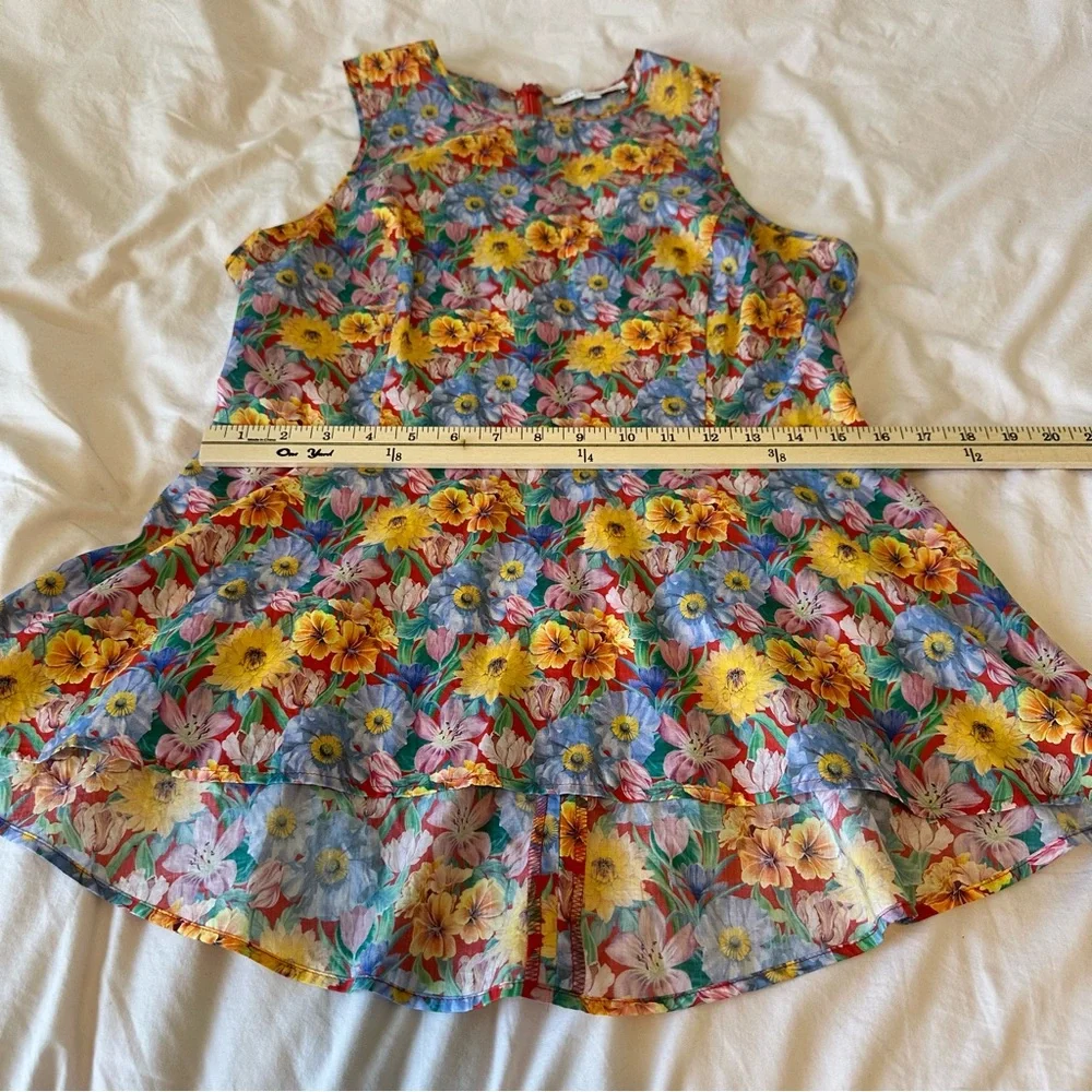 ANTONIO MELANI Floral Sleeveless Peplum Top - Size Medium Multicolor - Picture 7 of 10